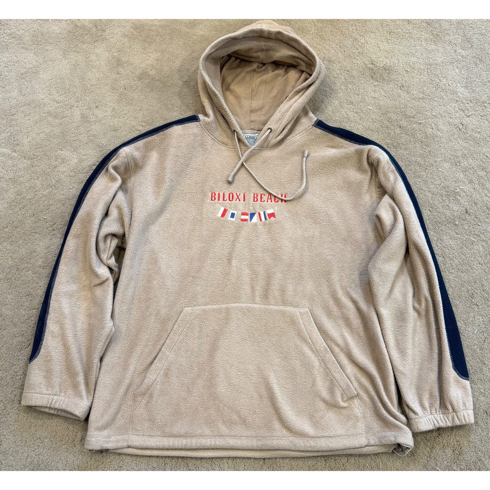Vintage Biloxi Hoodie Biloxi Mississippi Fleece 90s Beige Size Large L